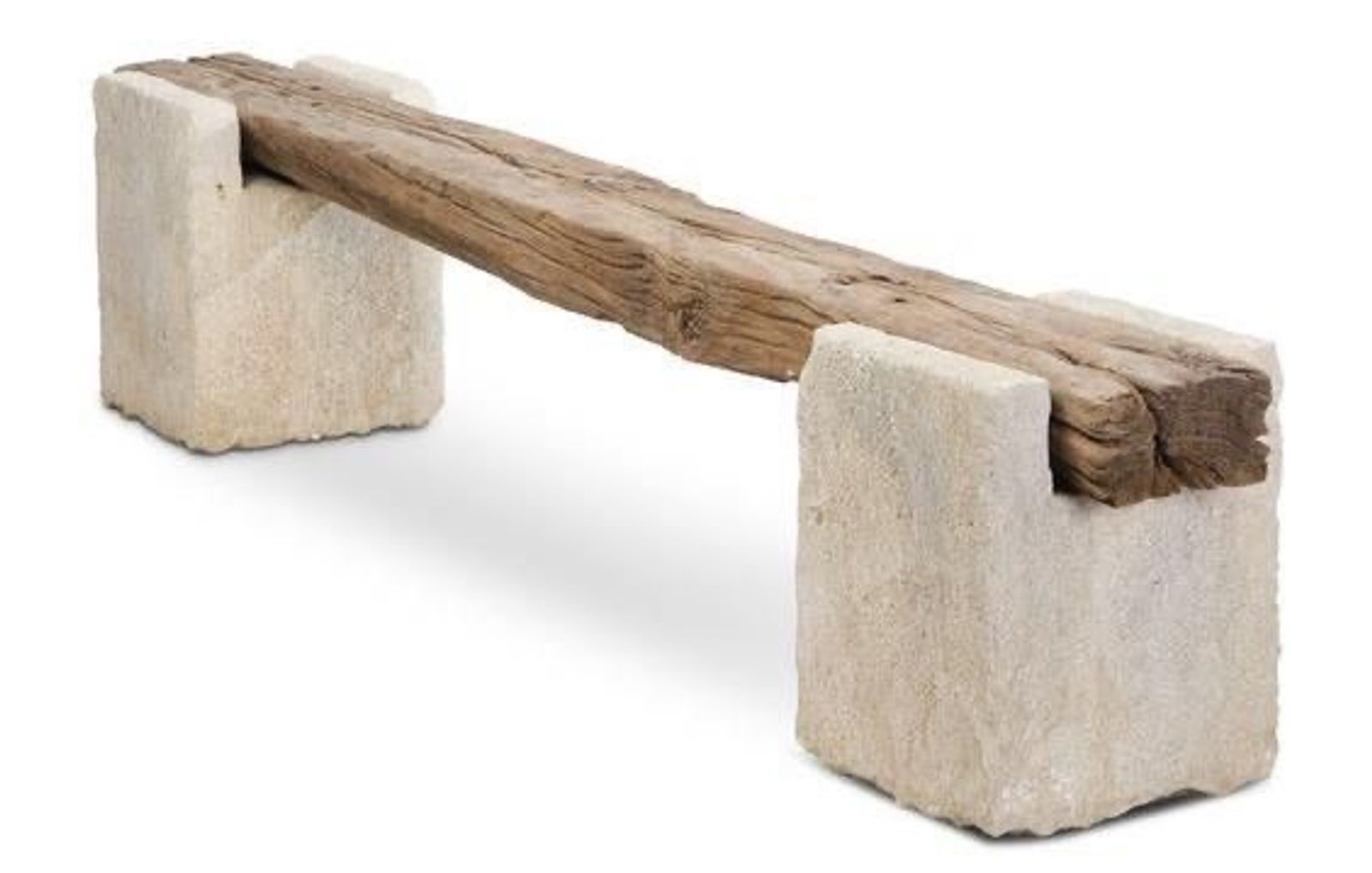 Banco piedra y madera